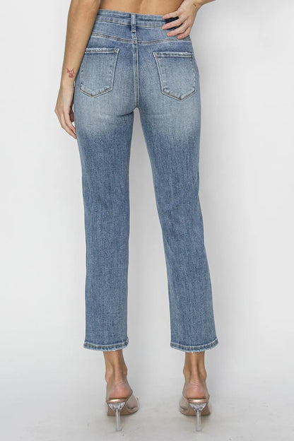 RISEN Full Size High Waist Distressed Cropped Jeans - Merit Sell