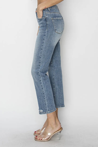 RISEN Full Size High Waist Distressed Cropped Jeans - Merit Sell