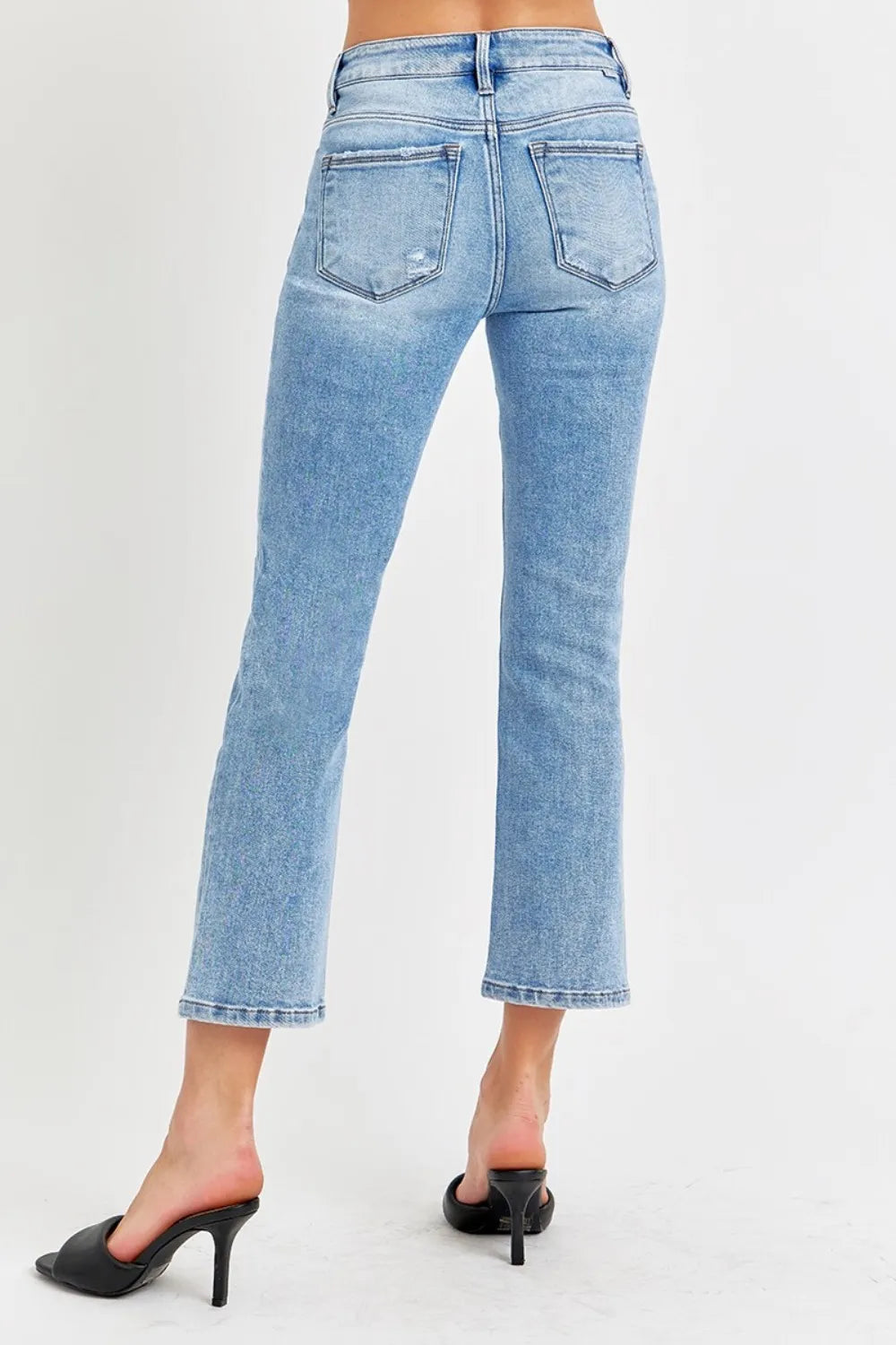 RISEN Full Size Low Rise Crop Slim Straight Jeans - Merit Sell