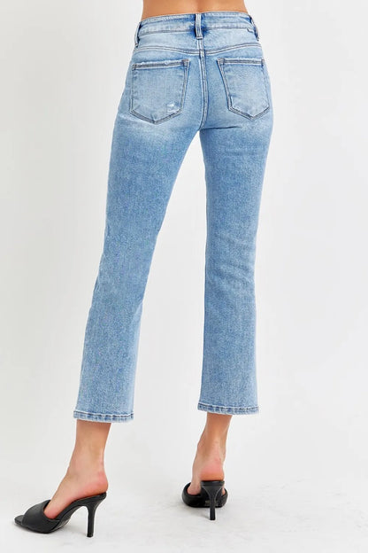 RISEN Full Size Low Rise Crop Slim Straight Jeans - Merit Sell