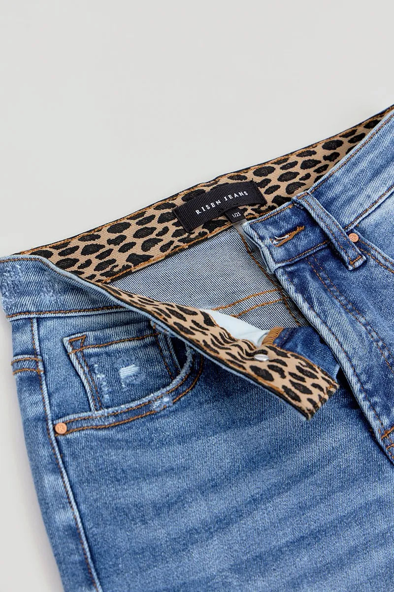 RISEN Full Size Tummy Control Elastic Band High Rise Wide Jeans Plus Size - Merit Sell