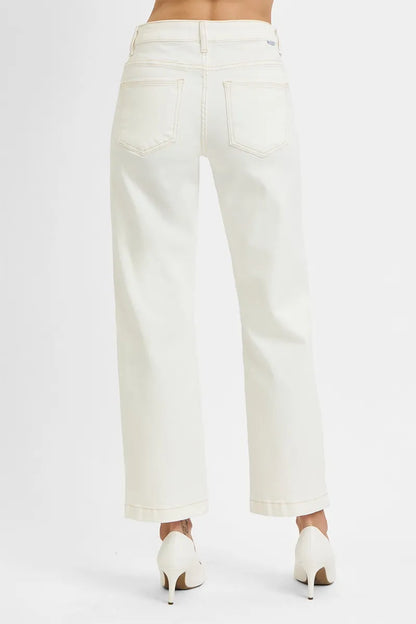 RISEN Full Size Tummy Control Mid Rise Ankle Straight Jeans Plus Size - Merit Sell