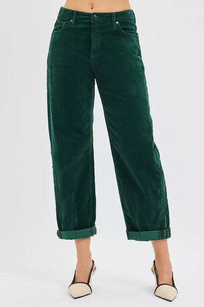 RISEN High Rise Crop Barrel Cordurory Pants - Merit Sell