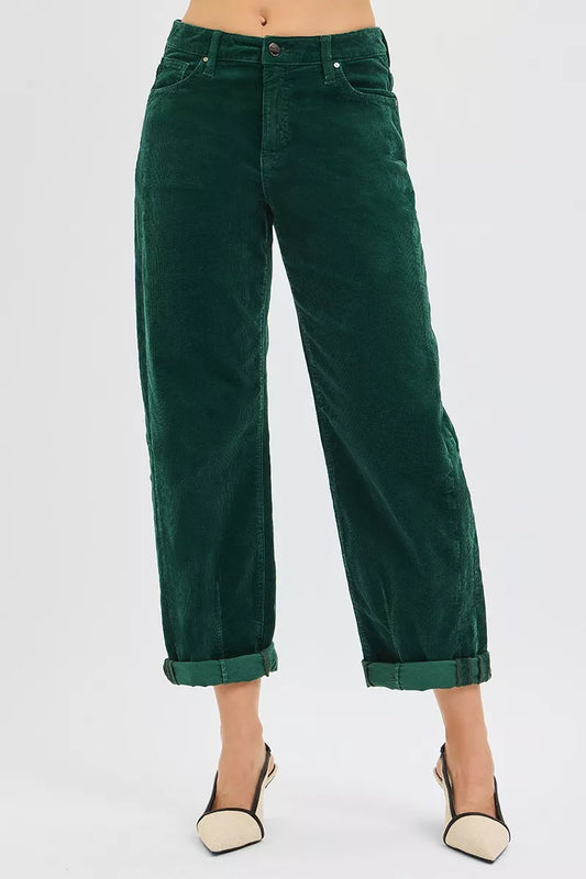 RISEN High Rise Crop Barrel Cordurory Pants - Merit Sell Merit Sell