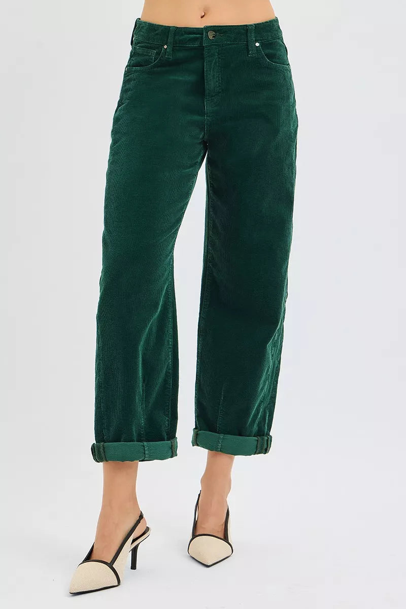 RISEN High Rise Crop Barrel Cordurory Pants - Merit Sell