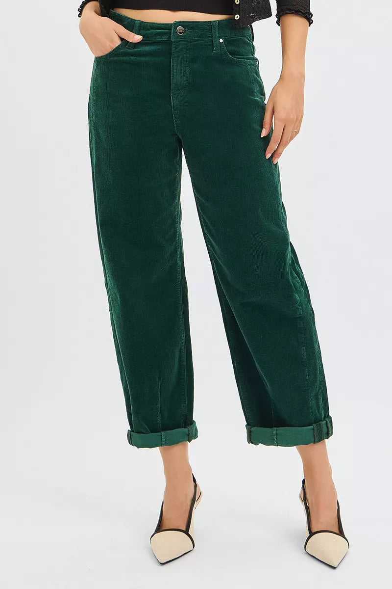 RISEN High Rise Crop Barrel Cordurory Pants - Merit Sell