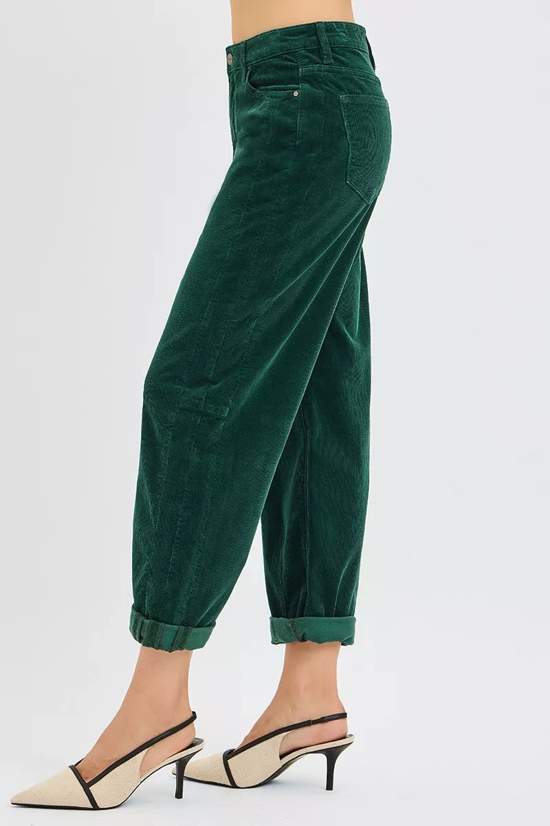RISEN High Rise Crop Barrel Cordurory Pants - Merit Sell