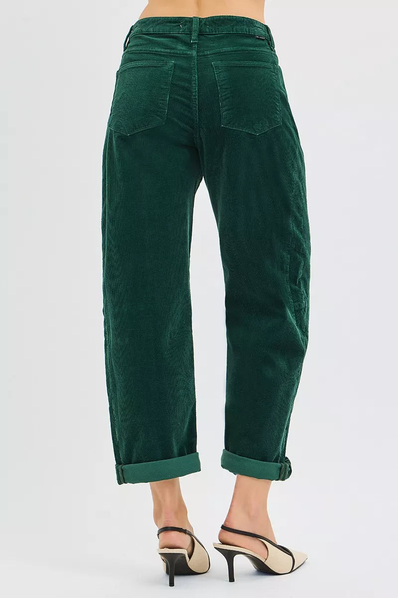 RISEN High Rise Crop Barrel Cordurory Pants - Merit Sell
