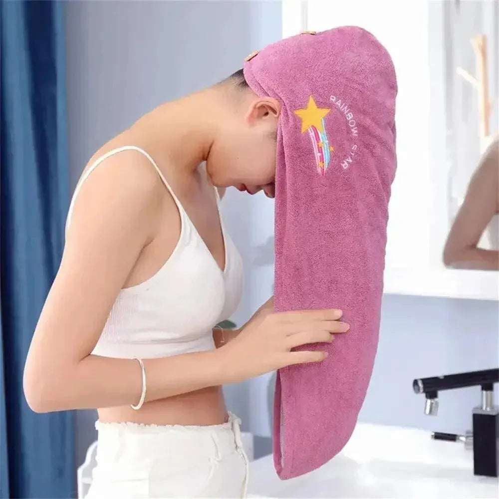 Rapid Dry Towel for Hair Microfiber Towels Anti Frizz Dry Hair Hair Towel Quick Dry Hair Dry Towels for Girls Beach Shower Cap - Merit Sell