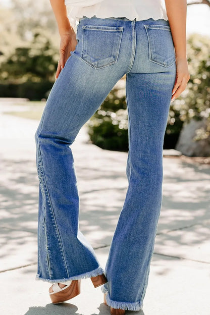 Raw Hem Flare Jeans - Merit Sell