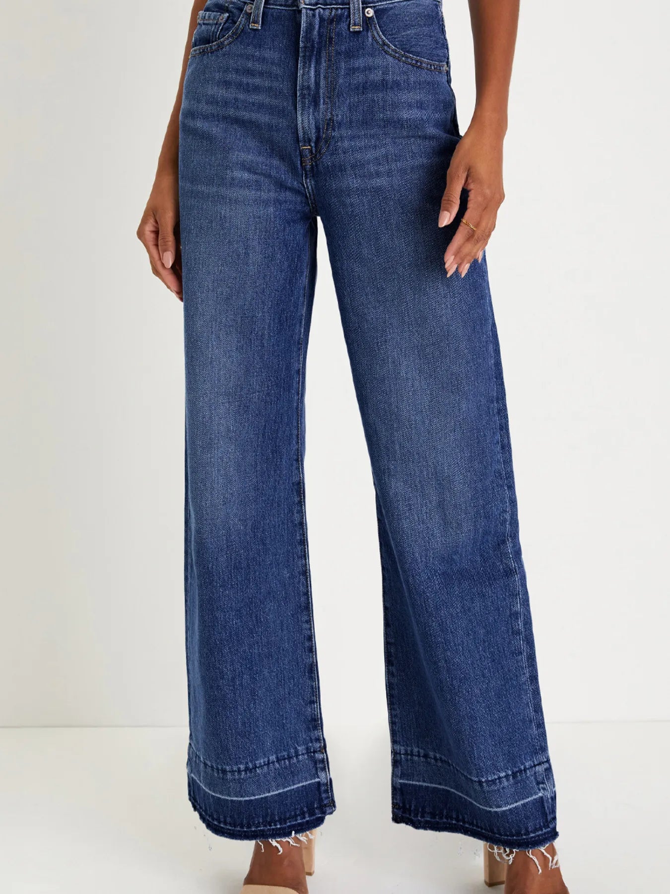 Raw Hem Unique Cuffs Straight High Rise Loose Jeans - Merit Sell