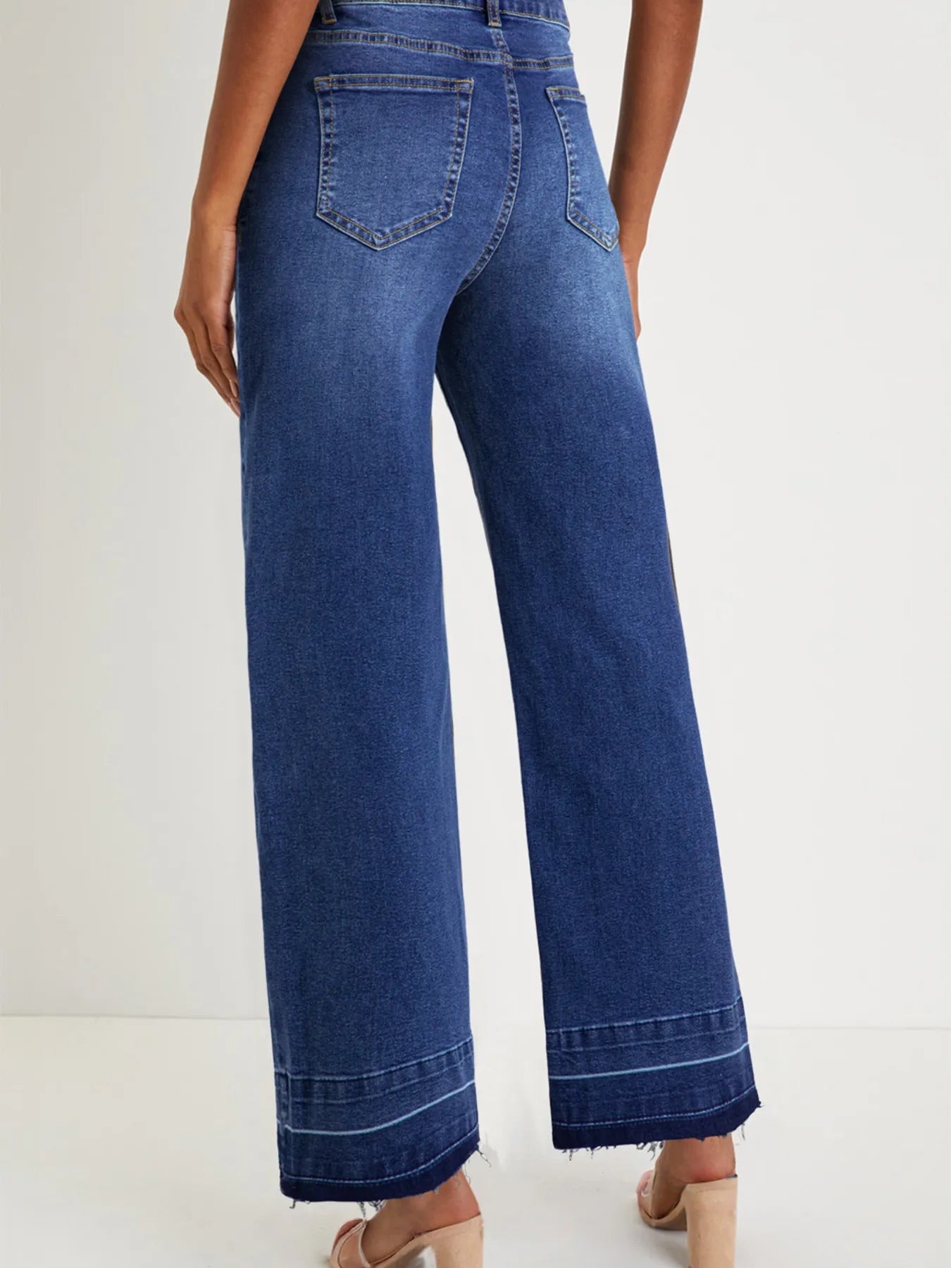 Raw Hem Unique Cuffs Straight High Rise Loose Jeans - Merit Sell