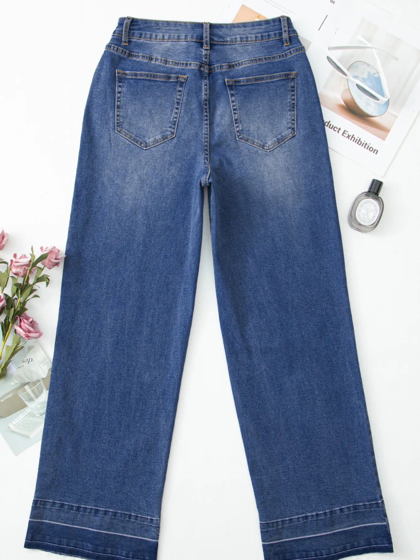 Raw Hem Unique Cuffs Straight High Rise Loose Jeans - Merit Sell