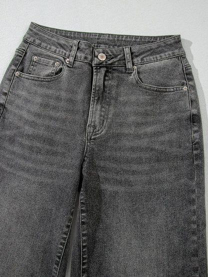 Raw Hem Unique Cuffs Straight High Rise Loose Jeans - Merit Sell