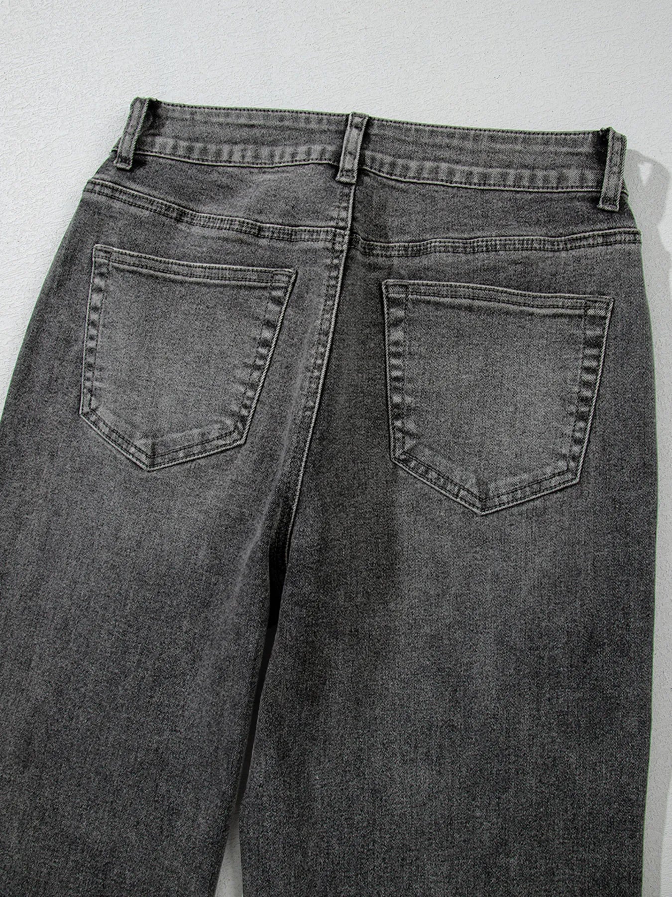 Raw Hem Unique Cuffs Straight High Rise Loose Jeans - Merit Sell