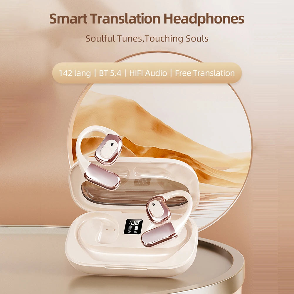 Real Time Translator Earbuds 142 Languages Noise Cancelling Instant Translated Smart Voice Translator for Sports Business Travel - Merit Sell
