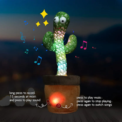 Rechargeable Dancer Cactus Glowing Dancing Electronic Plush Toys Can Sing Record Lighten for Baby Toy Education Funny Gift - Merit Sell