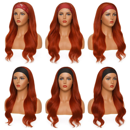 Reddish Brown Headband Wig Human Hair Body Wave None Lace Wig Human Hair Colored 33# Red Brown Headband Wigs for Black Women - Merit Sell