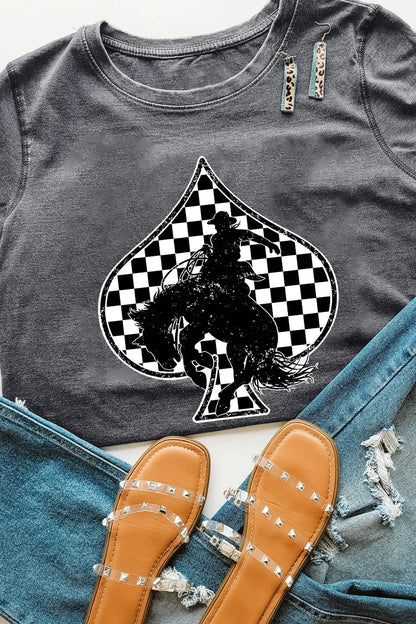 Redeo Check Spades Western Graphic T Shirt - Merit Sell