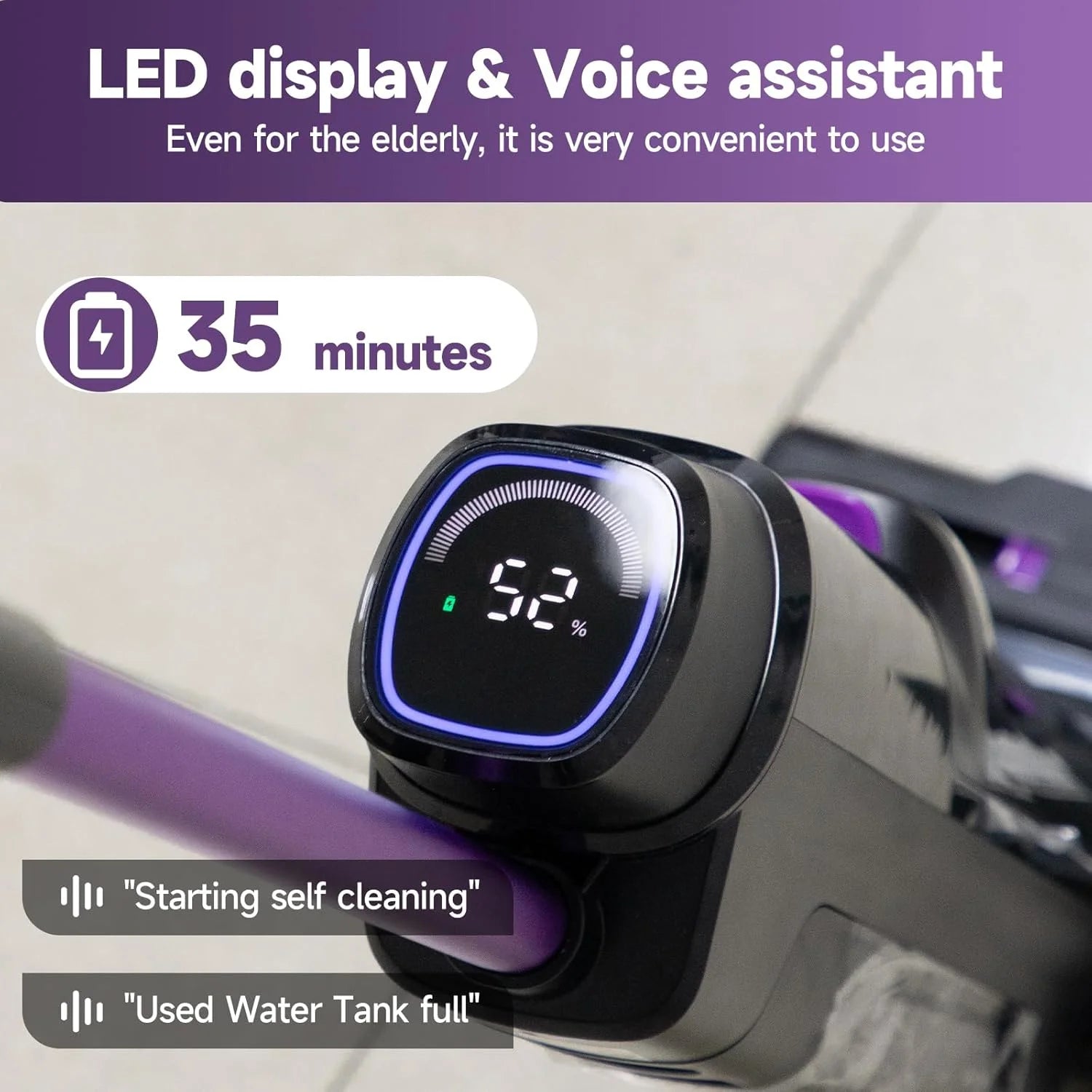 Redkey W15 Cordless Wet Dry Vacuum Cleaner 3 in1 , Self-Washing Self Propelled, 0.2in Edge Cleaning, Powerful Suction - Merit Sell