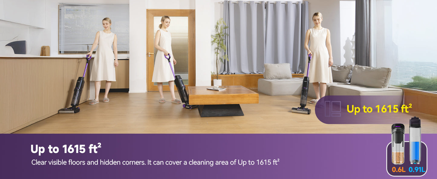 Redkey W15 Cordless Wet Dry Vacuum Cleaner 3 in1 , Self-Washing Self Propelled, 0.2in Edge Cleaning, Powerful Suction - Merit Sell