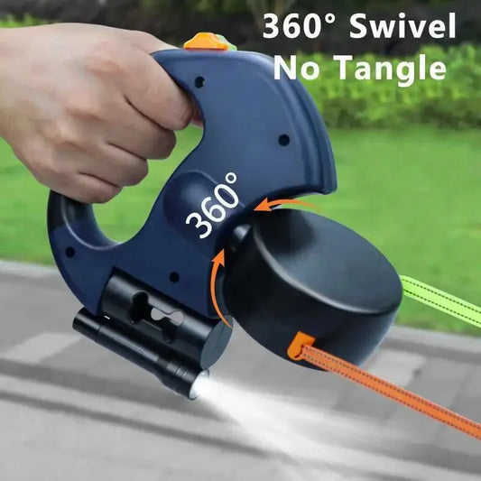 Auto Retractable Double-Ended Dog Leash 3m with LED Flashlight Waste Bag Box Roulette 360 Degree Dual Traction Rope Pet Supplies - Merit Sell Merit Sell