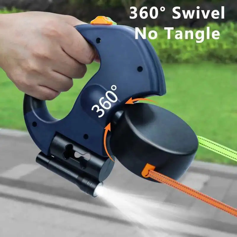 Auto Retractable Double-Ended Dog Leash 3m with LED Flashlight Waste Bag Box Roulette 360 Degree Dual Traction Rope Pet Supplies - Merit Sell