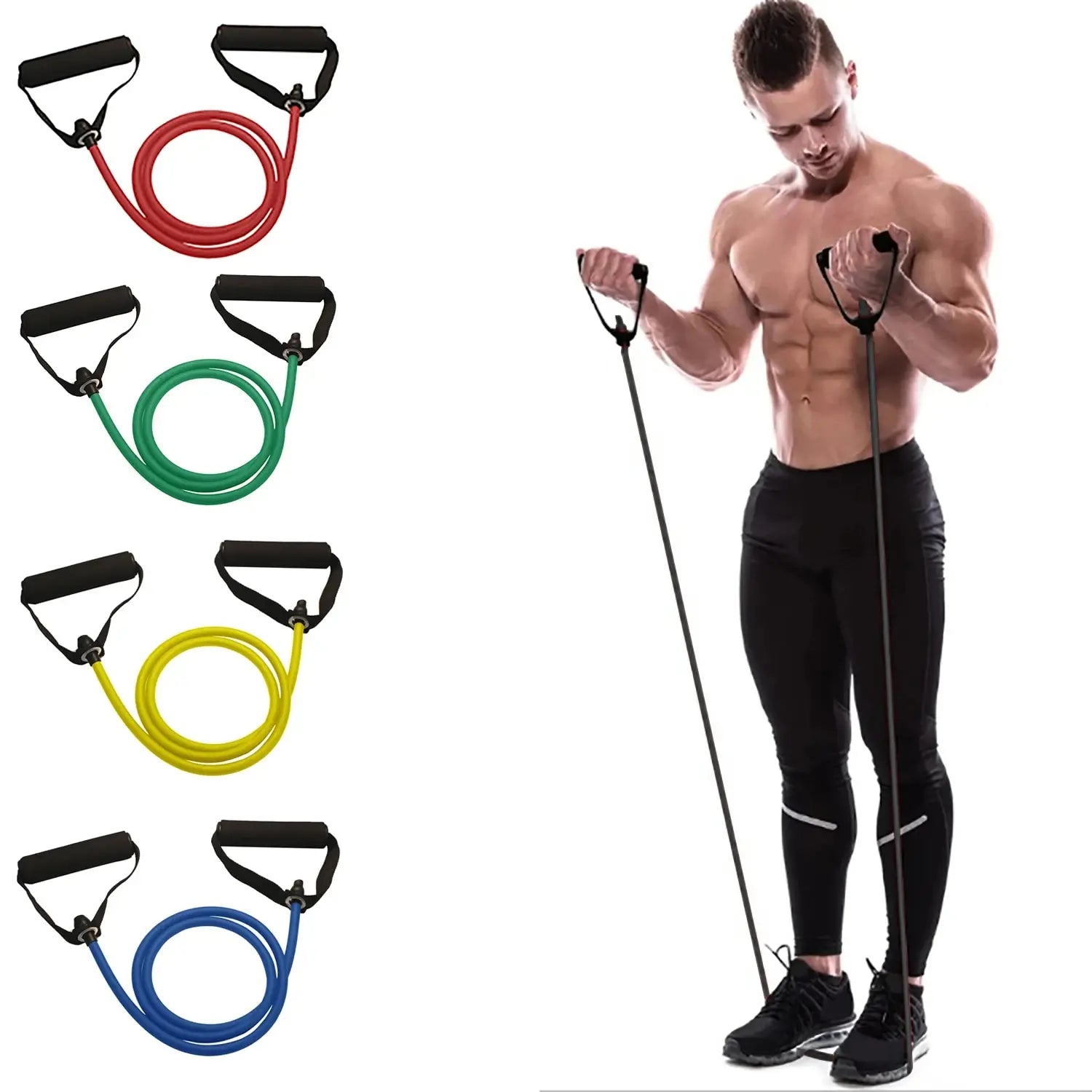 Resistance Bands With Handles, Exercise Bands, Workout Bands With Handles For Men Women, Strength Training Equipment At Home - Merit Sell