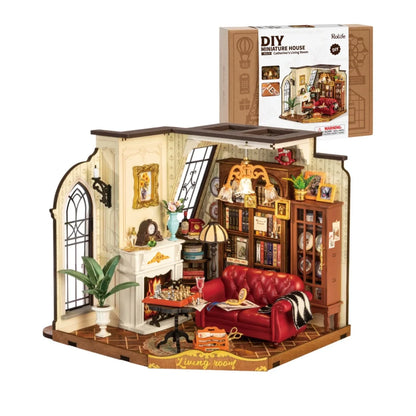 Robotime Rolife Catherine's Living Room DIY Miniature House Kit Wooden Dollhouse Model Building Kit With LED and Furniture DG175 - Merit Sell