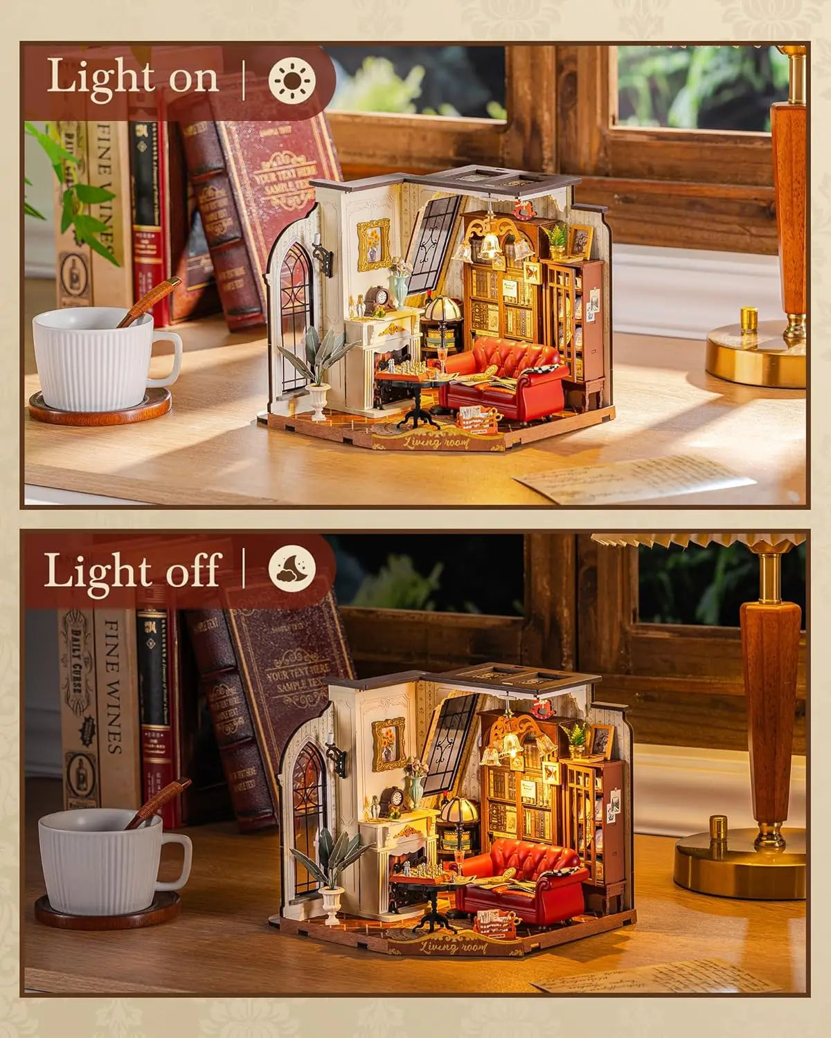 Robotime Rolife Catherine's Living Room DIY Miniature House Kit Wooden Dollhouse Model Building Kit With LED and Furniture DG175 - Merit Sell