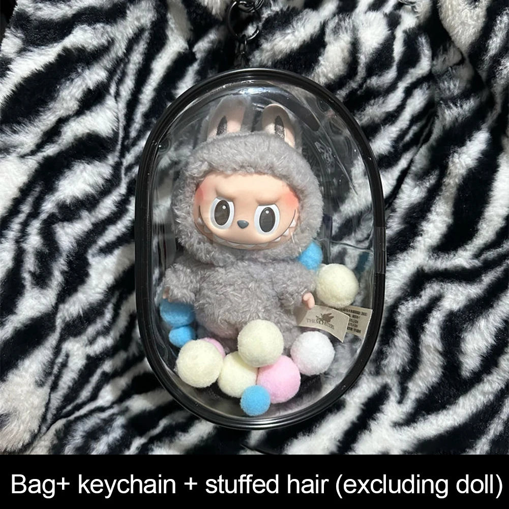 Ropa Labubu Transparent Protector Case Display Bag For 15/17cm Labubu V2 Storage Bag Doll Outfit Accessories【Only Case】 - Merit Sell