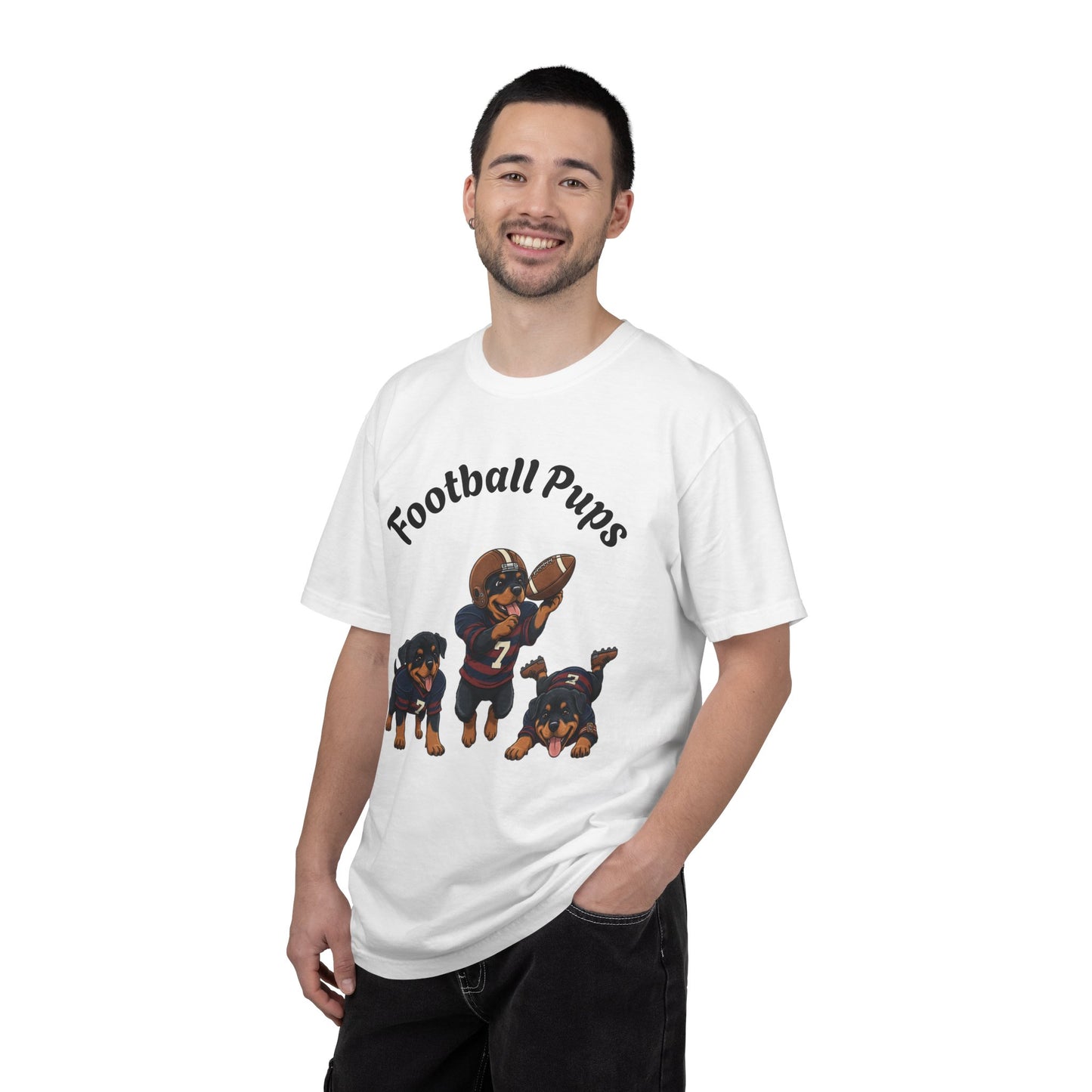Rottweiler Football Dogs T-Shirt — Cute Puppy Quarterback Graphic Tee