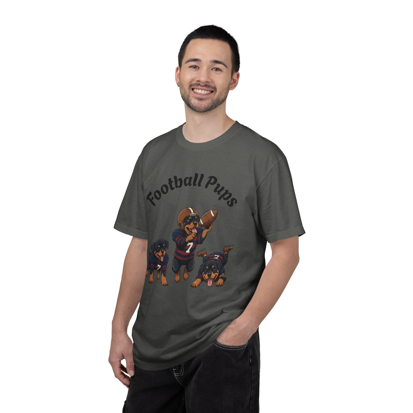Rottweiler Football Dogs T-Shirt — Cute Puppy Quarterback Graphic Tee