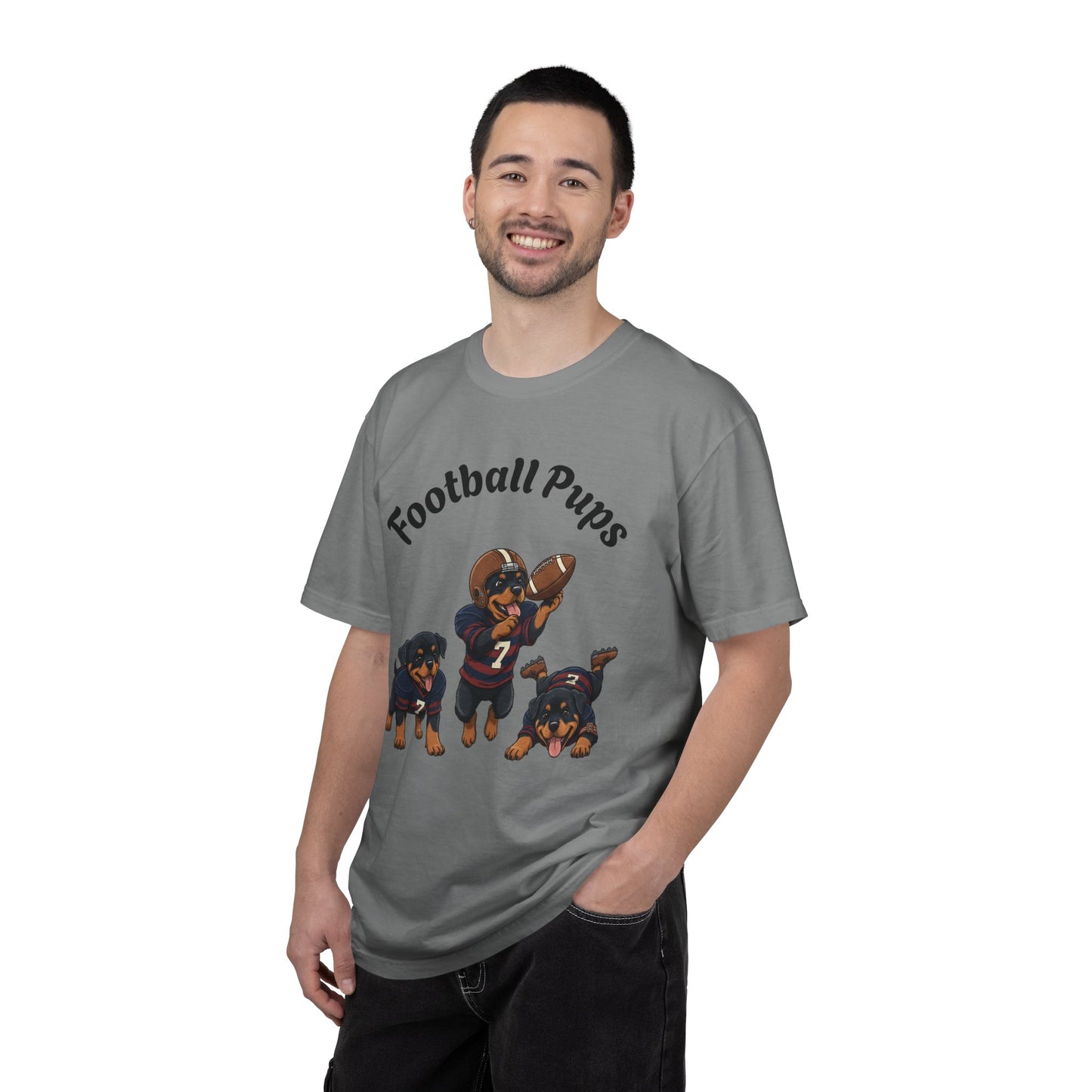 Rottweiler Football Dogs T-Shirt — Cute Puppy Quarterback Graphic Tee