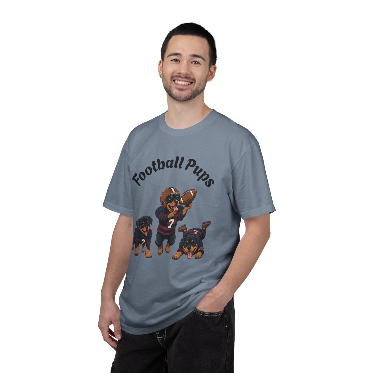 Rottweiler Football Dogs T-Shirt — Cute Puppy Quarterback Graphic Tee
