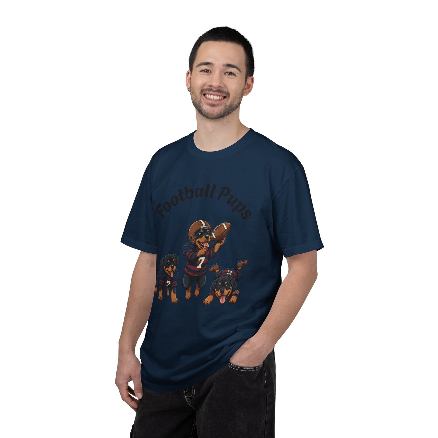 Rottweiler Football Dogs T-Shirt — Cute Puppy Quarterback Graphic Tee