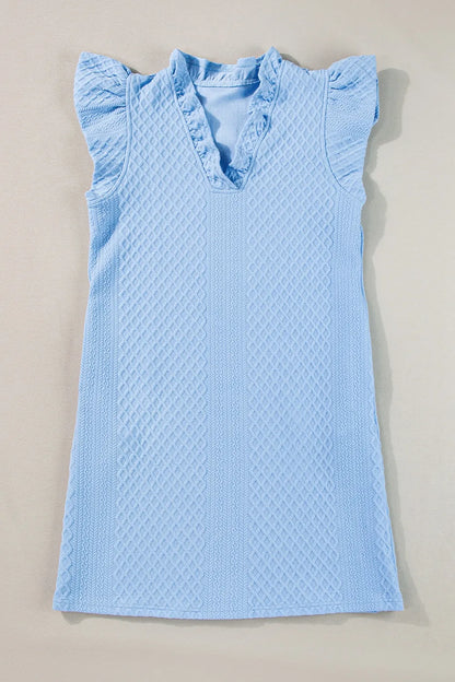 Ruffled V-Neck Cap Sleeve Mini Dress - Merit Sell