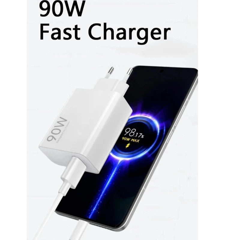 90w 6A Mobile Phone Charger Charging Head European And American Plug Adapter Fast Charging Head Suitable For Xiaomi Redmi