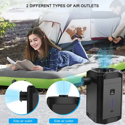 Electric Air Pump Inflator Air Compressor Battery Rechargeable Portable For PVC Boat Mattress Inflatable Pool Raft Tyre Balls