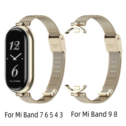 Strap for Mi Band 9 8 10 Bracelet for Xiaomi Smart Band 8 7 5 6 4 3 NFC Global Version Women Girls Metal Watch Band Wristband