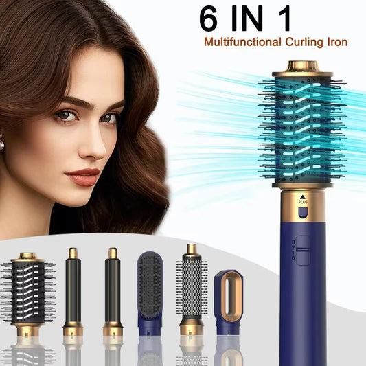 6 in 1 Hair Dryer Brush Hot Comb Set Professional Curling Iron Hair Straightener Styling Tool Negative ions Hair Dryer Household Merit Sell