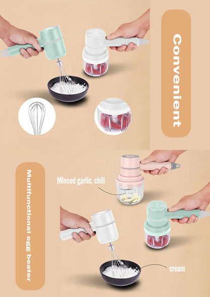 Wireless Portable Electric Food Mixer Hand Blender 3 Speeds High Power Dough Blender Egg Beater Baking Hand Mixer Kitchen Tools