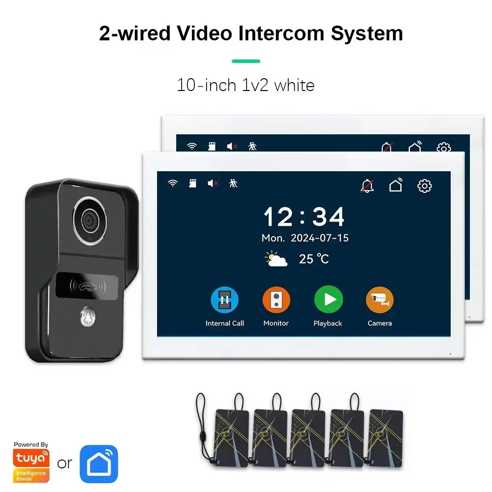 ANJIELO Smart Wifi 2-line intercom video Doorbell System 7/10-inch monitor 1080P doorbell camera Video doorbell Cartuya unlock