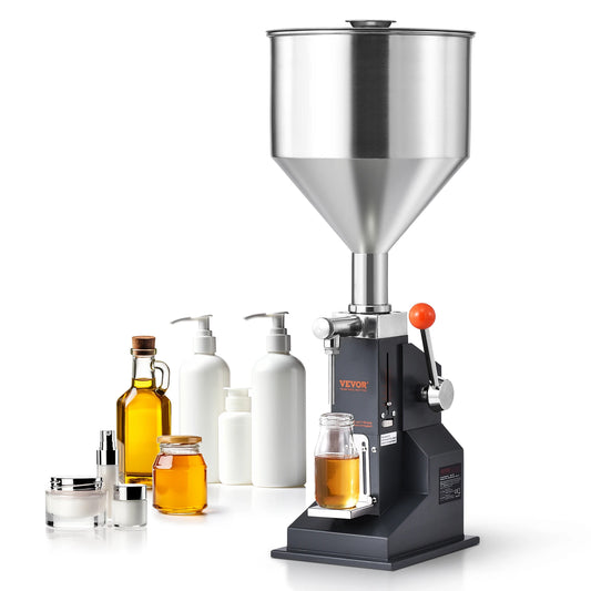 SucceBuy A03 5-50ml/5-100ml Manual Liquid Filling Machine Paste Bottle Filler Adjustable with Hopper for Juice Shampoo Honey