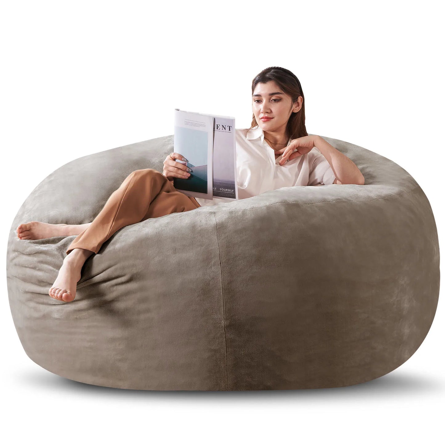 Bean Bag Chair 6 ft., filled with memory foam. Large bean bag chair suitable for adults, featuring a soft sofa with removable fl