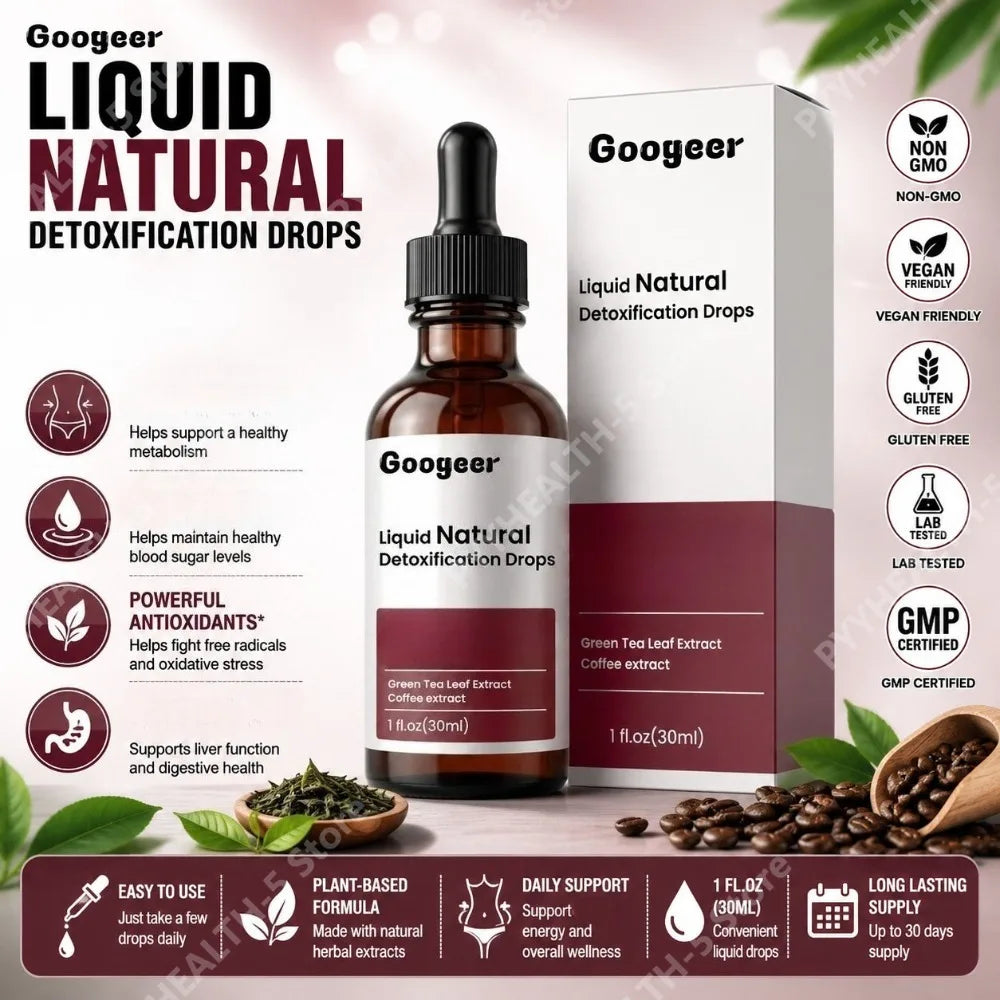 Herbal Blend Liquid Drops with Green Tea Extract Coffee Extract Grapeseed Oil & Nasturtium, General Wellness Formula, 30ml