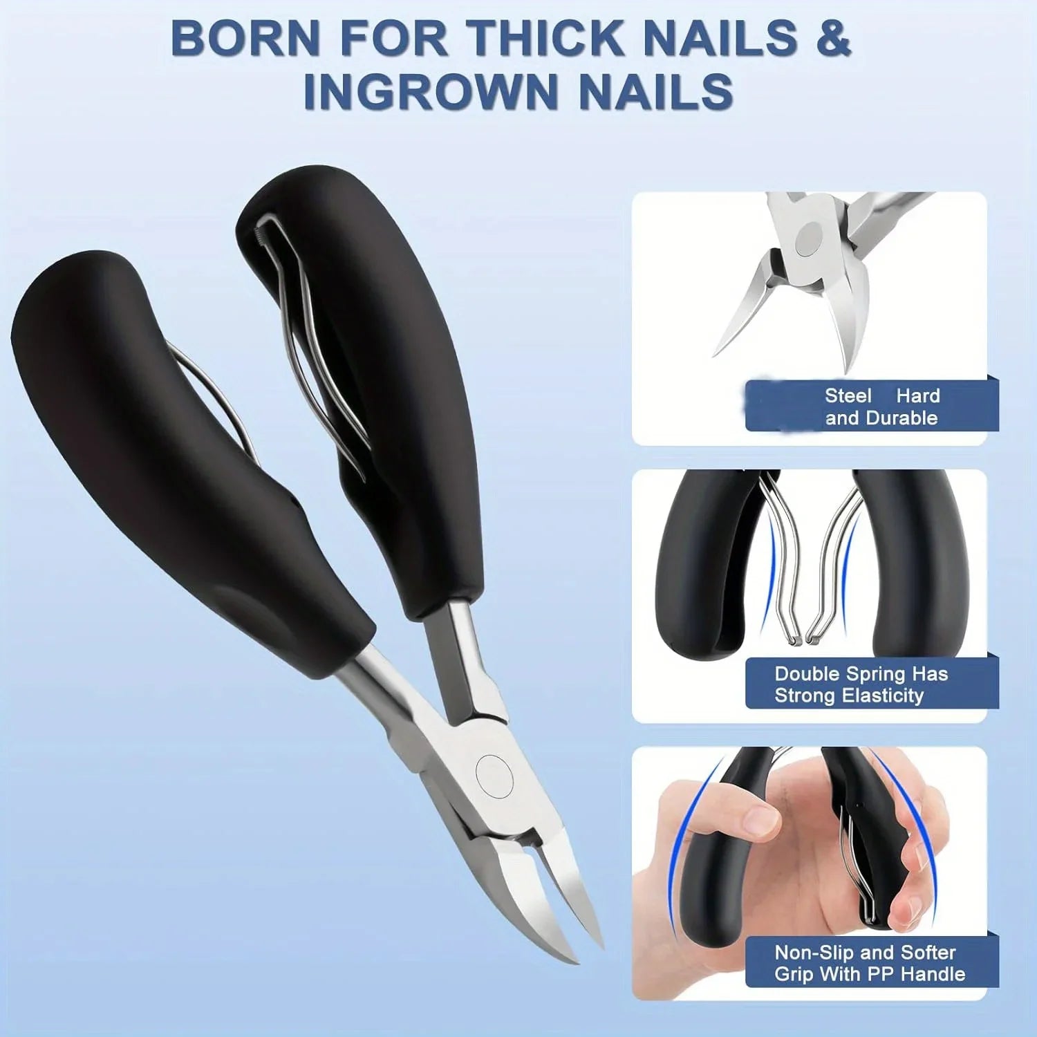 1PACK Toenail Clippers - Stainless Steel Pedicure Tools with Sharp Curved Blade Grooming Tool Christmas Gift