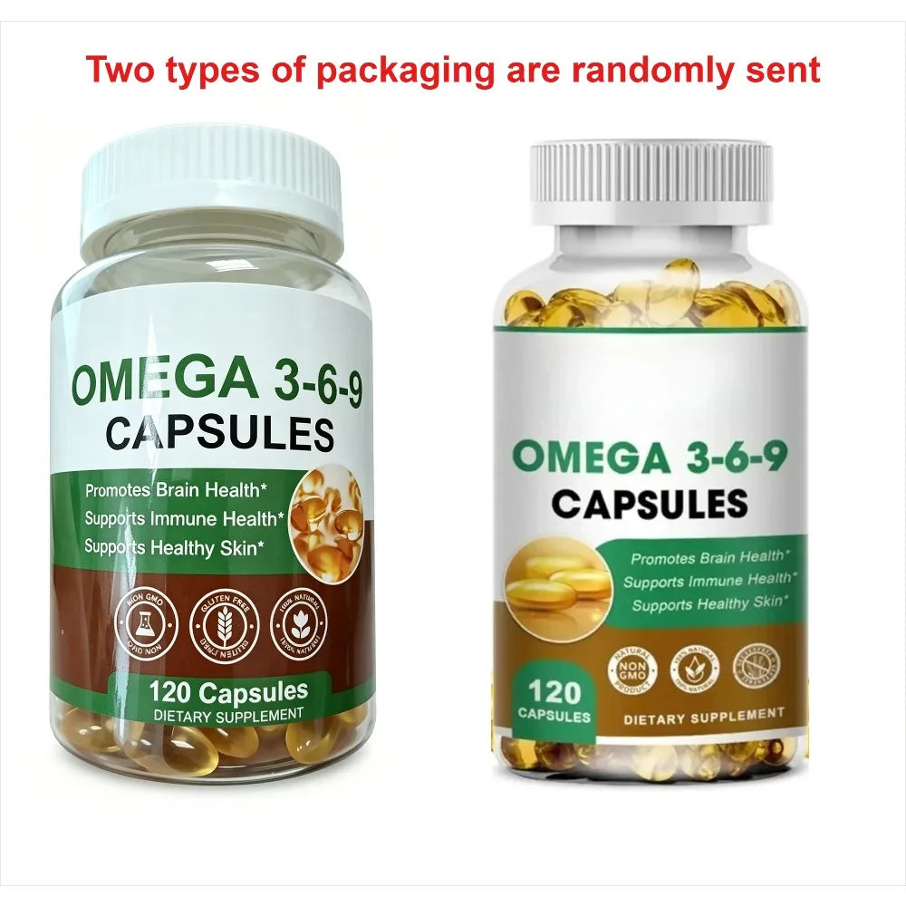 Plant-Based Omega 3-6-9 Softgels Natural Dietary Supplement Supports Skin, Eye & Overall Health 100% Vegan Sourced 120 Softgels
