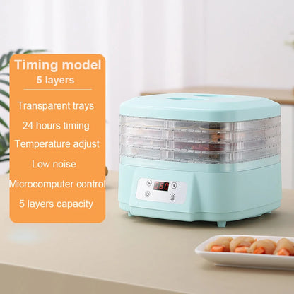 DMWD Food Dehydrator 5 Trays Dried Fruit Vegetable Herb Meat Drying Machine Electric Yogurt Maker Pet Snacks Air Dryer Oven EU
