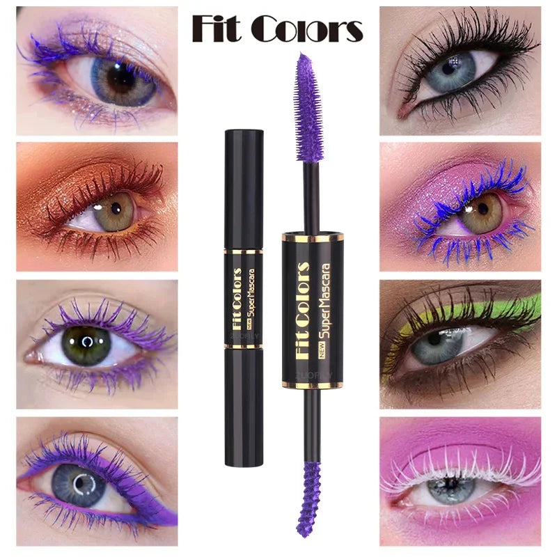 5Color Double Head Mascara Waterproof Fast Dry Eyelashes Curls Extension Make-Up Eyelashe Blue Purple Black White Coffee Mascara